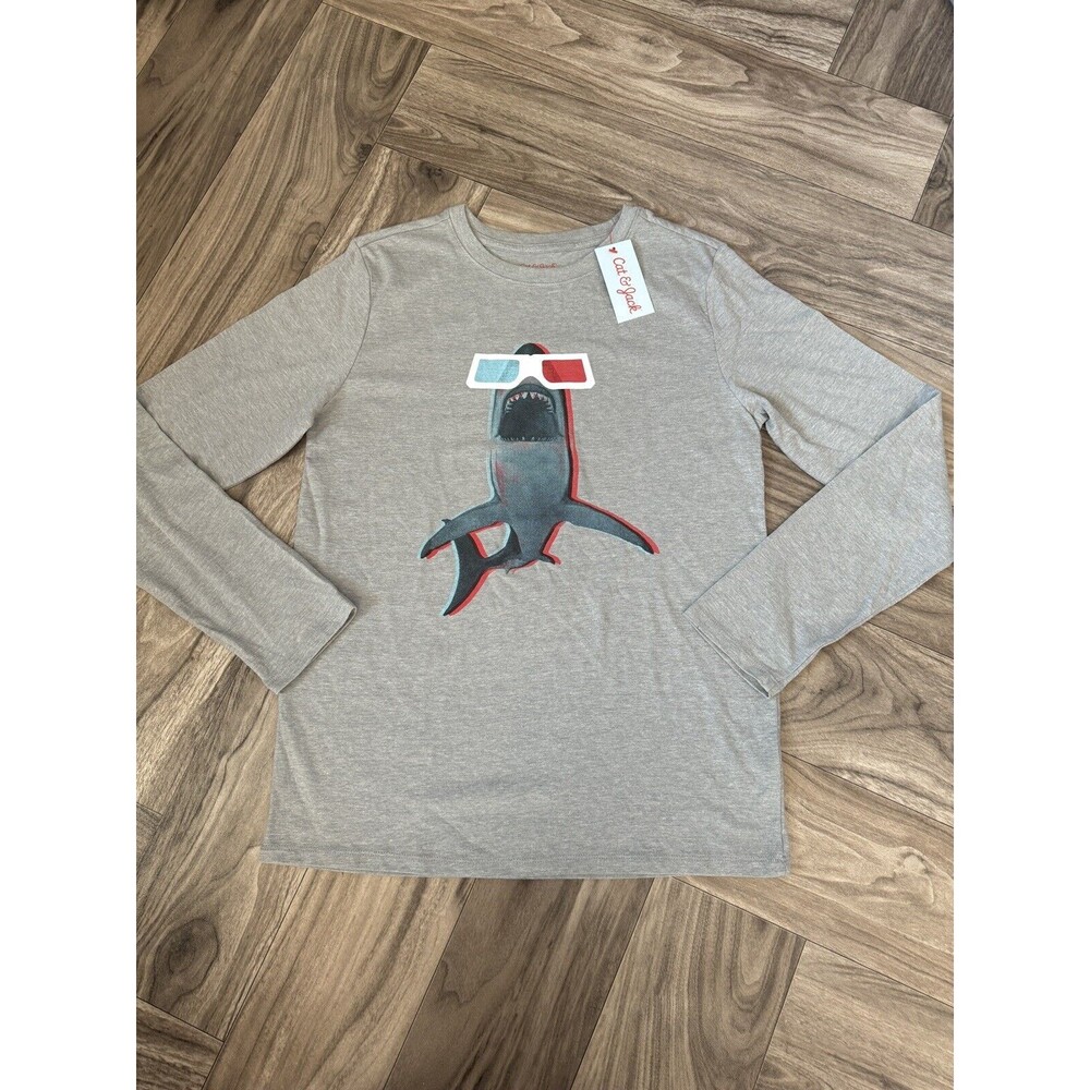 Cat & Jack Boys' '3D Shark' Long Sleeve Graphic T-Shirt  Heather Gray XL(16)